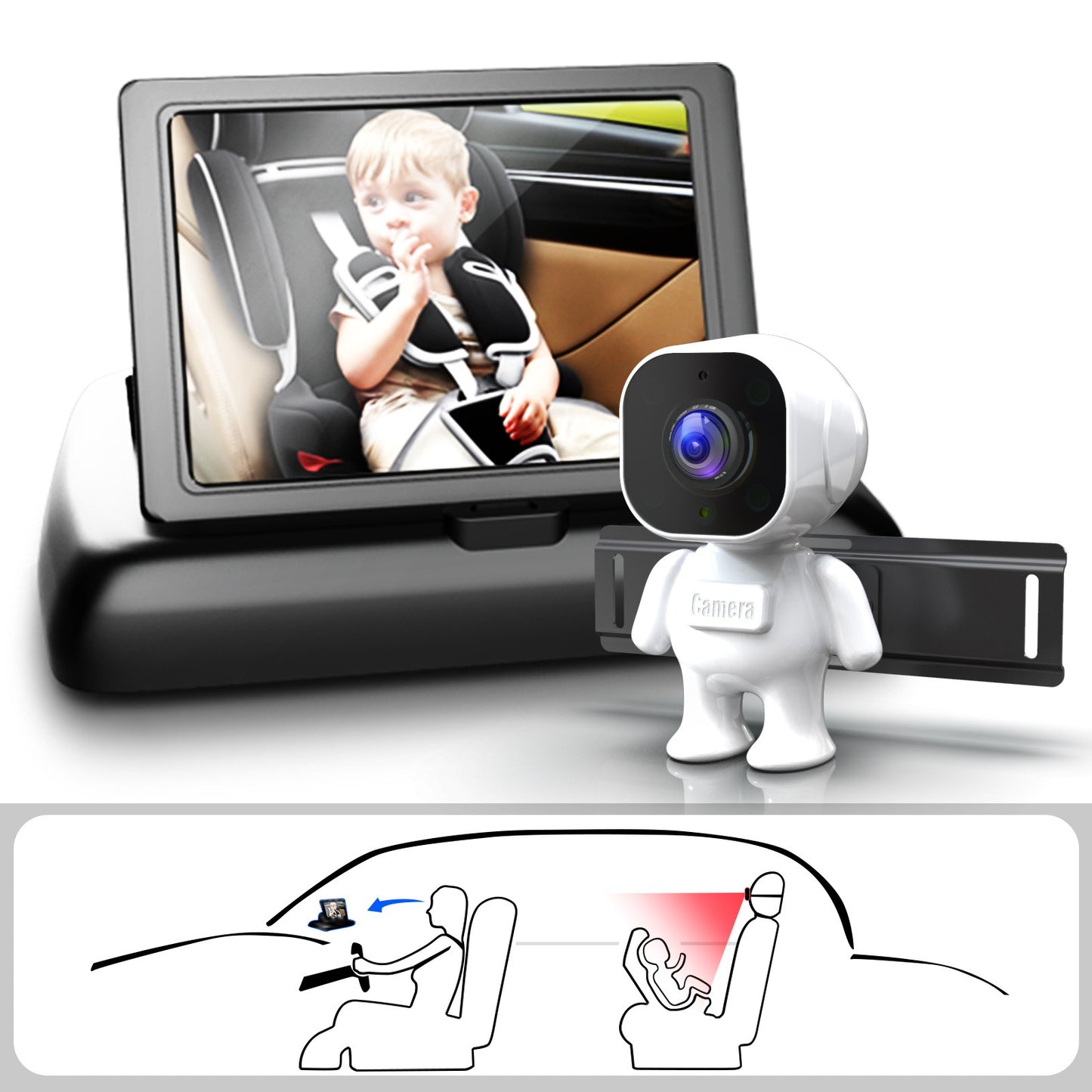 Car Baby Monitor Foldable Night Vision Camera